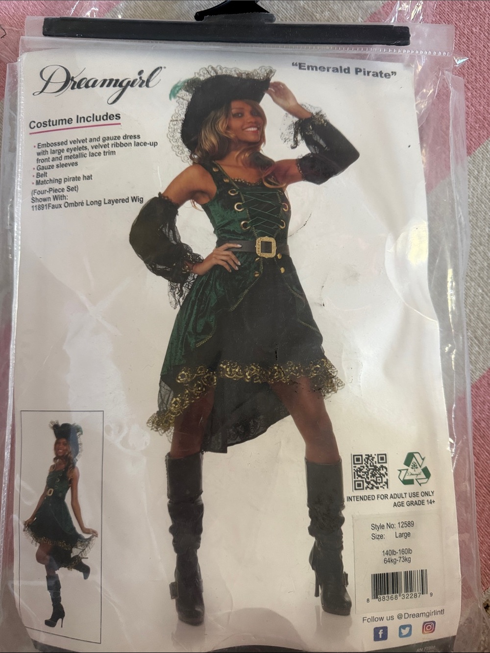 Dreamgirl Emerald Pirate Kids Costume - Green